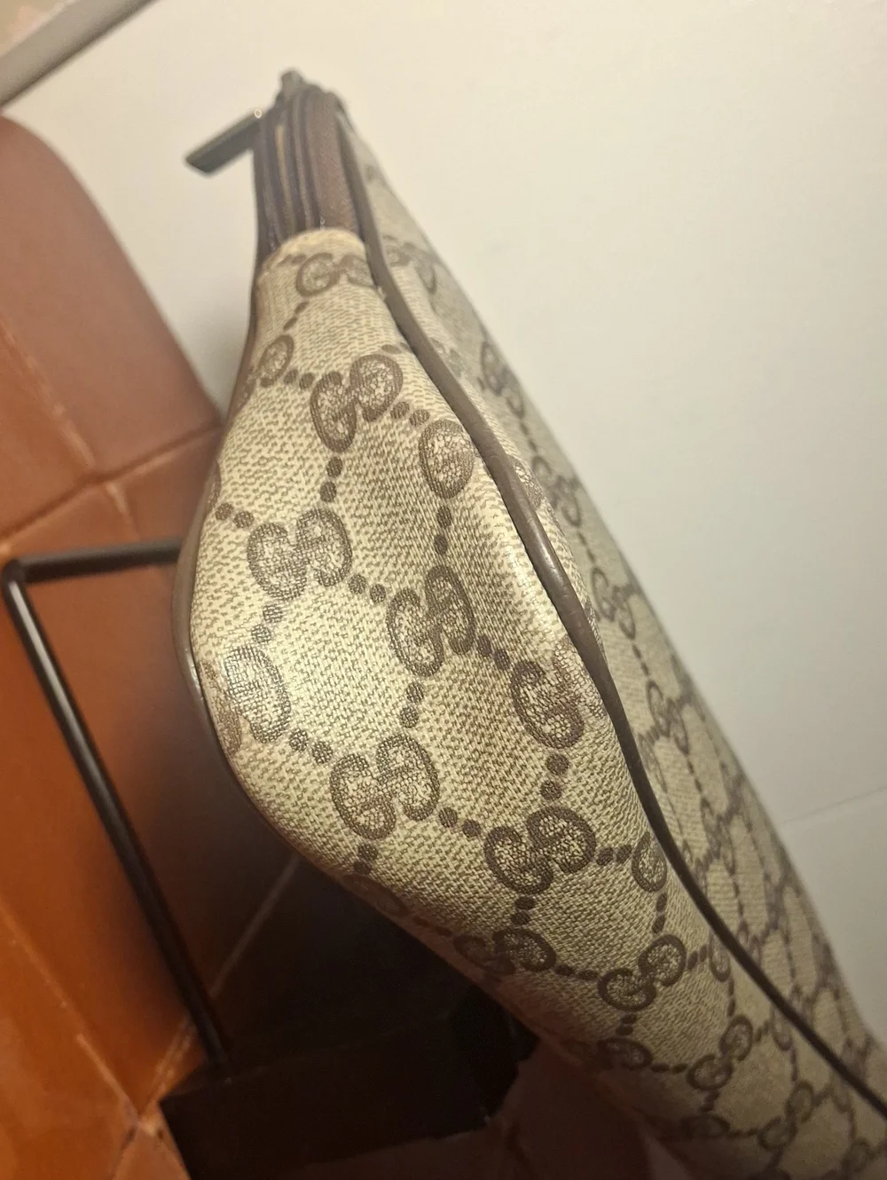 Gucci Beige and Brown GG Supreme Toiletry Pouch